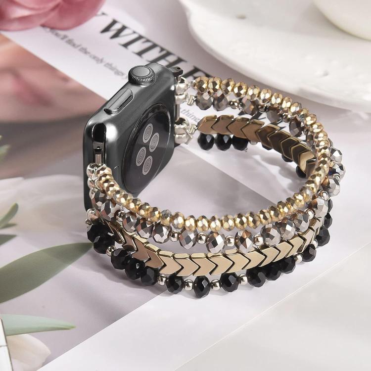 For Apple Watch 42 / 44 / 45 / 46 / 49mm xDfind Arrow Crystal Beaded Metal Watch Band