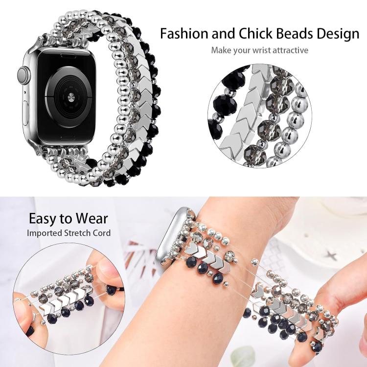For Apple Watch 38 / 40 / 41 / S10 42mm xDfind Arrow Crystal Beaded Metal Watch Band