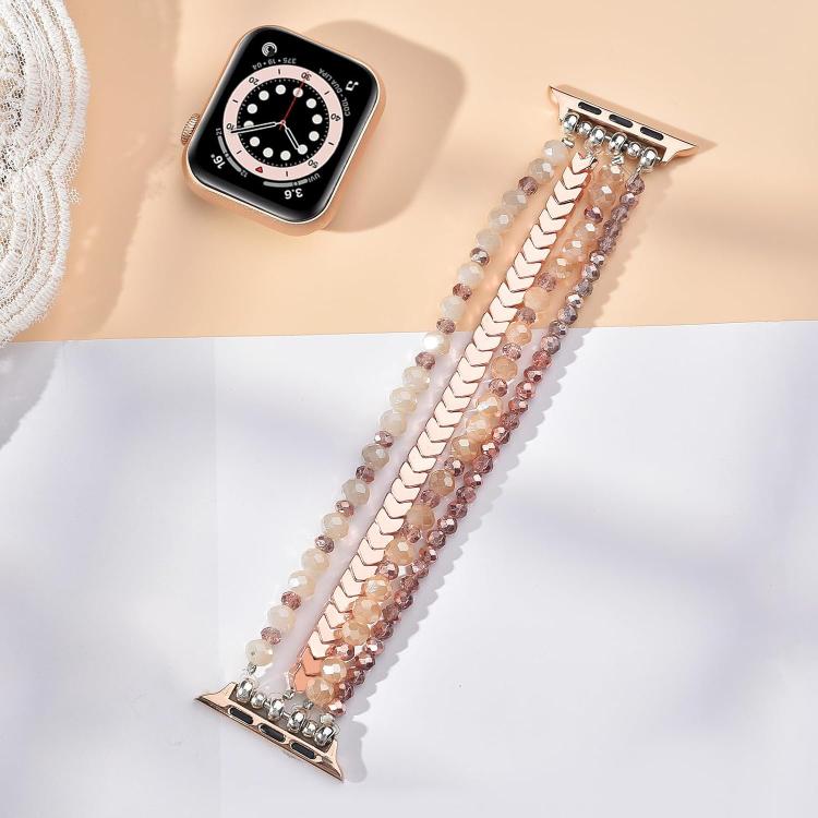 For Apple Watch 38 / 40 / 41 / S10 42mm xDfind Arrow Crystal Beaded Metal Watch Band