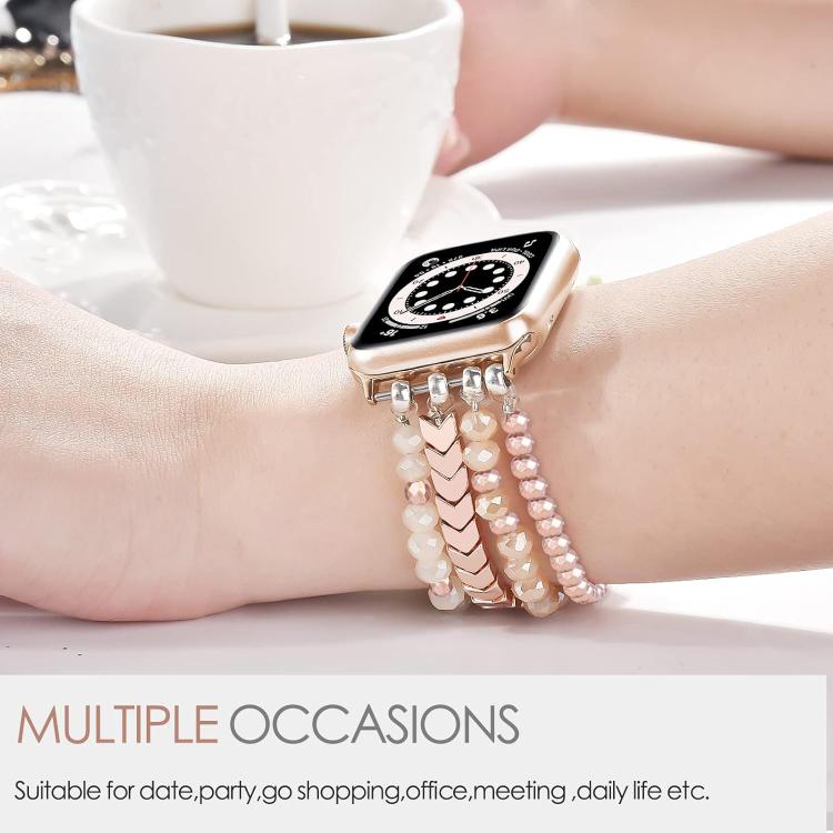 For Apple Watch 38 / 40 / 41 / S10 42mm xDfind Arrow Crystal Beaded Metal Watch Band