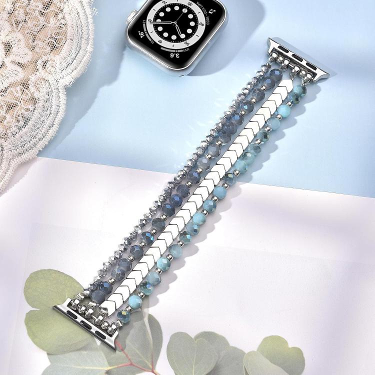 For Apple Watch 38 / 40 / 41 / S10 42mm xDfind Arrow Crystal Beaded Metal Watch Band