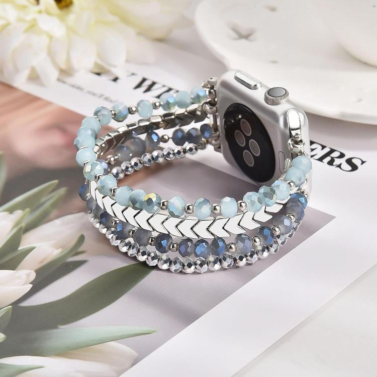 For Apple Watch 38 / 40 / 41 / S10 42mm xDfind Arrow Crystal Beaded Metal Watch Band