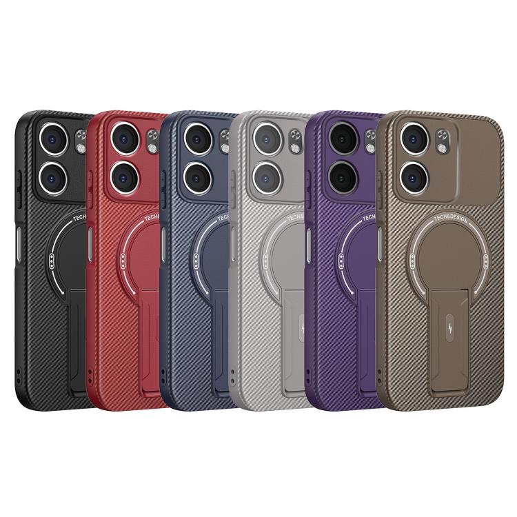 For OPPO A5x 4G / 5G Carbon Fiber Texture MagSafe Phone Case with Holder