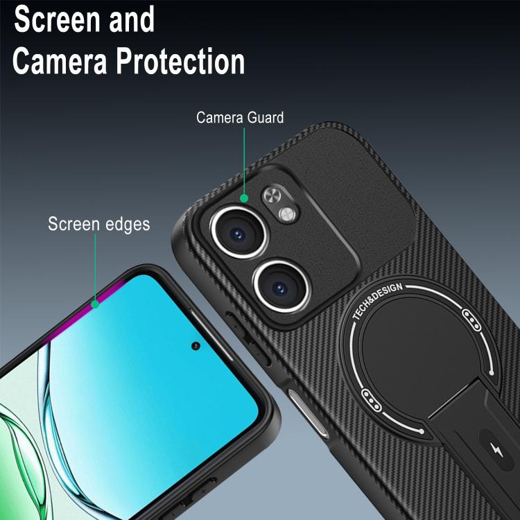 For OPPO A5x 4G / 5G Carbon Fiber Texture MagSafe Phone Case with Holder