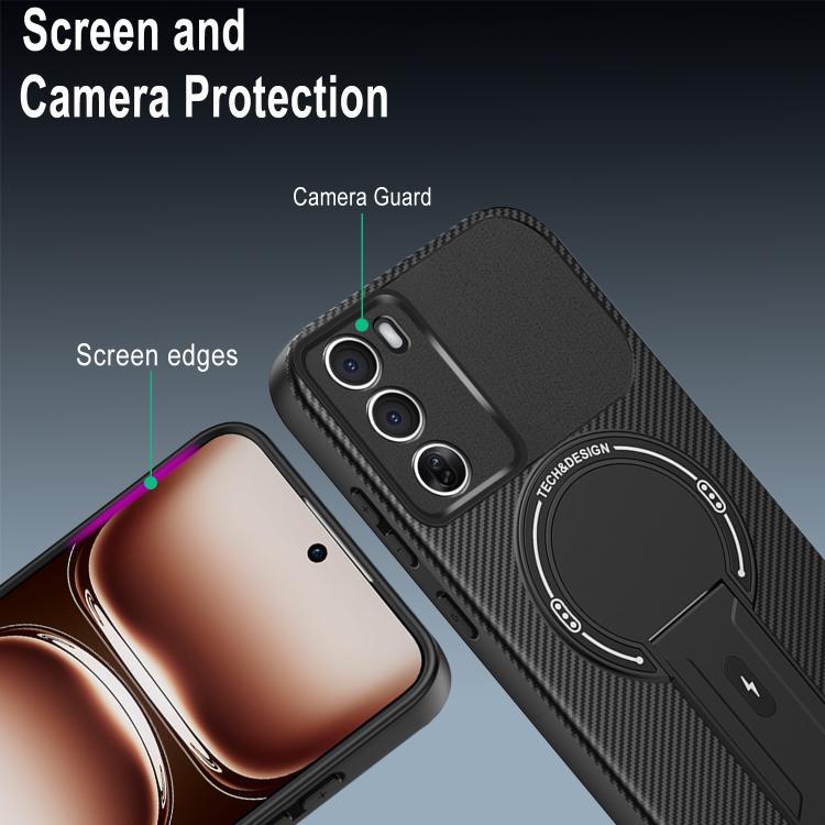 For OPPO Reno12 Pro Global Carbon Fiber Texture MagSafe Phone Case with Holder
