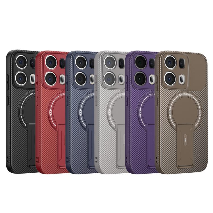 For OPPO Reno13 Pro Global Carbon Fiber Texture MagSafe Phone Case with Holder