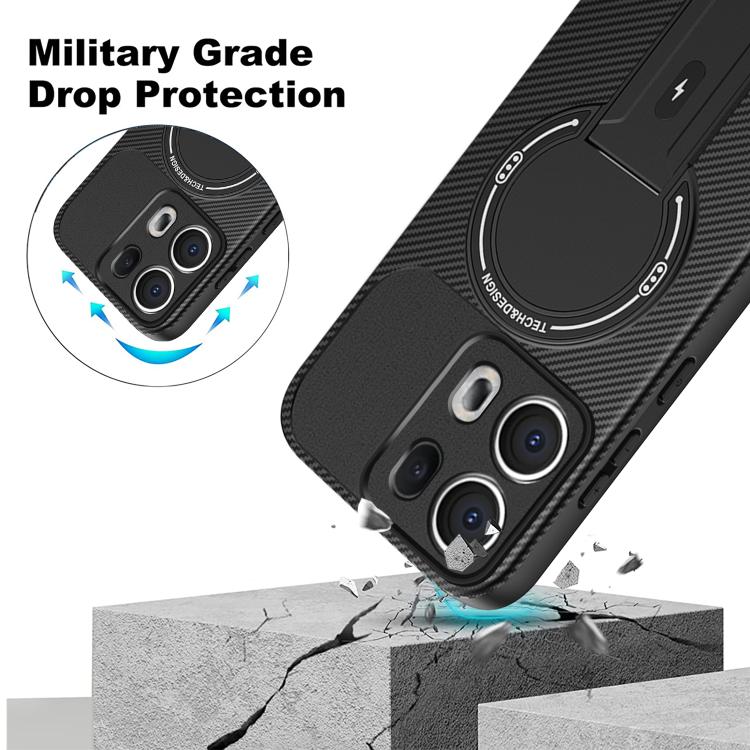 For OPPO Reno13 Pro Global Carbon Fiber Texture MagSafe Phone Case with Holder