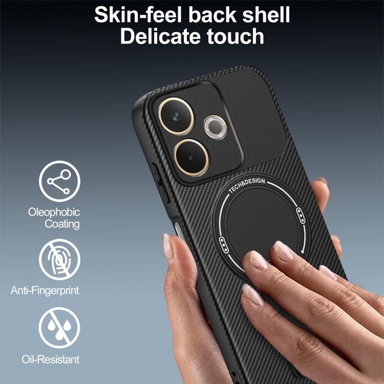 For OPPO A5 Pro 5G / 4G Global Carbon Fiber Texture MagSafe Phone Case with Holder