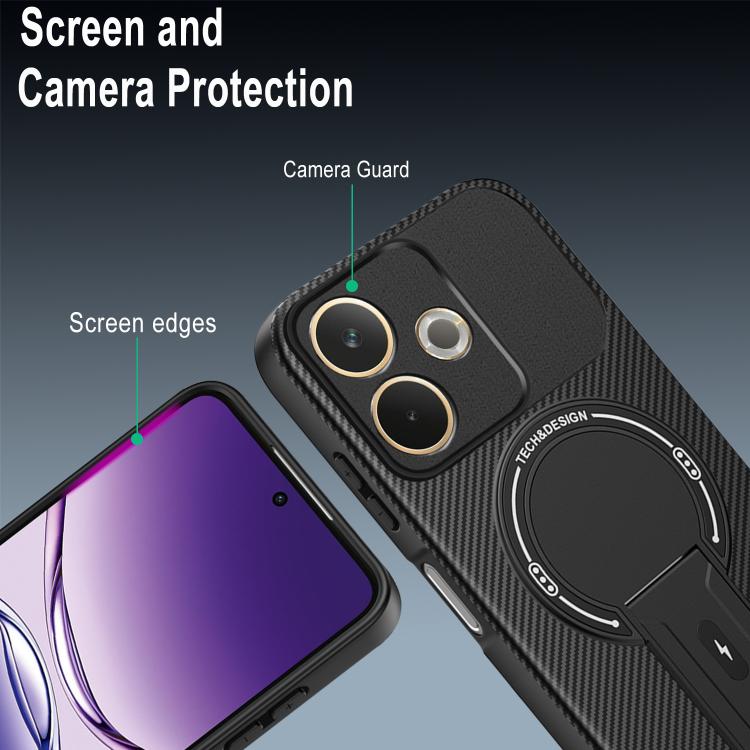 For OPPO A5 Pro 5G / 4G Global Carbon Fiber Texture MagSafe Phone Case with Holder