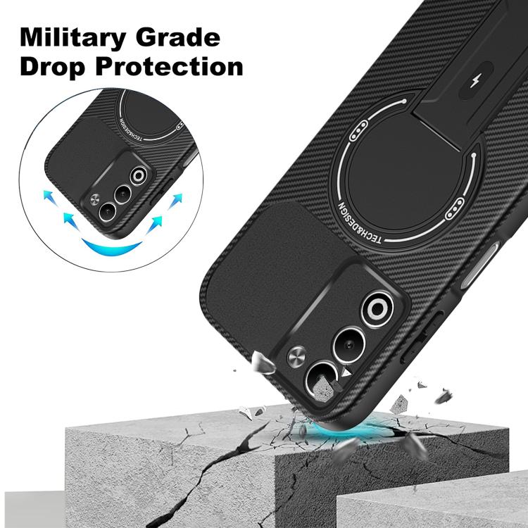 For OPPO A5 5G / 4G Global Carbon Fiber Texture MagSafe Phone Case with Holder