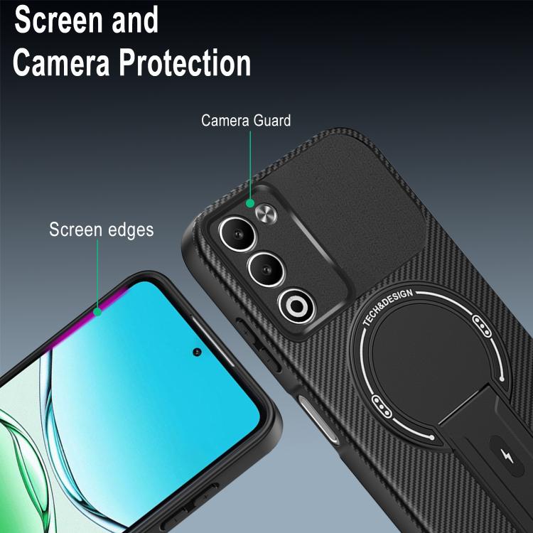 For OPPO A5 5G / 4G Global Carbon Fiber Texture MagSafe Phone Case with Holder