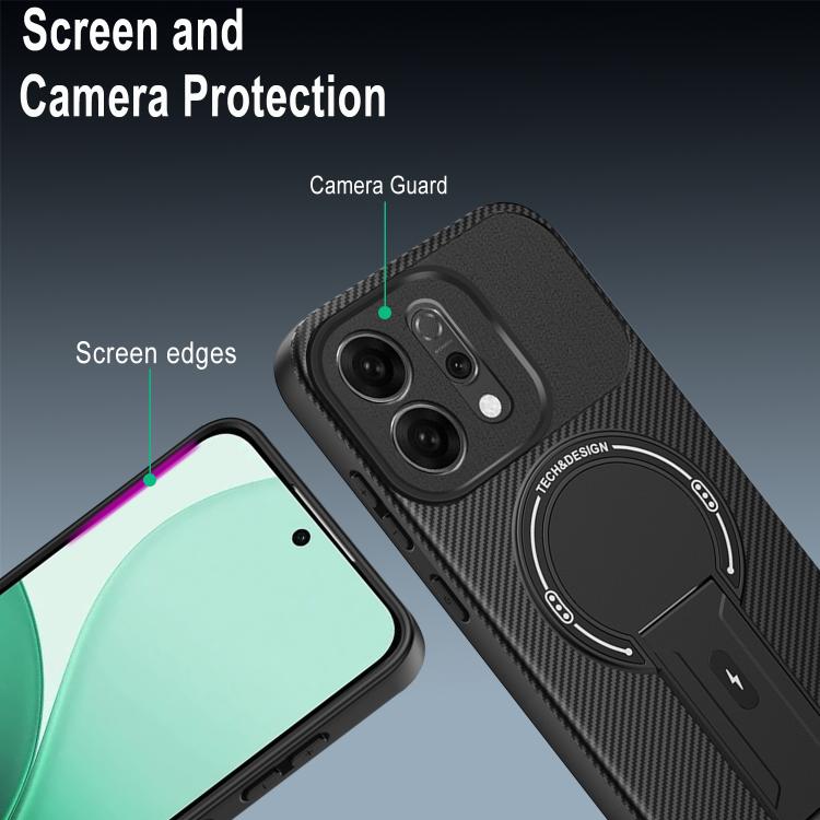 For OPPO Reno14 5G Global Carbon Fiber Texture MagSafe Phone Case with Holder