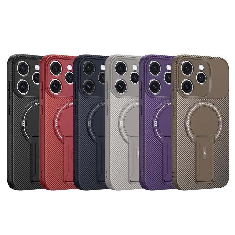 For OPPO Reno15 Pro 5G Global Carbon Fiber Texture MagSafe Phone Case with Holder