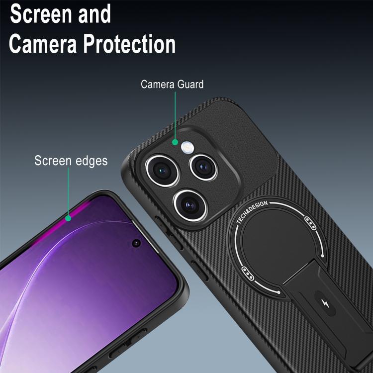 For OPPO Reno15 Pro 5G Global Carbon Fiber Texture MagSafe Phone Case with Holder