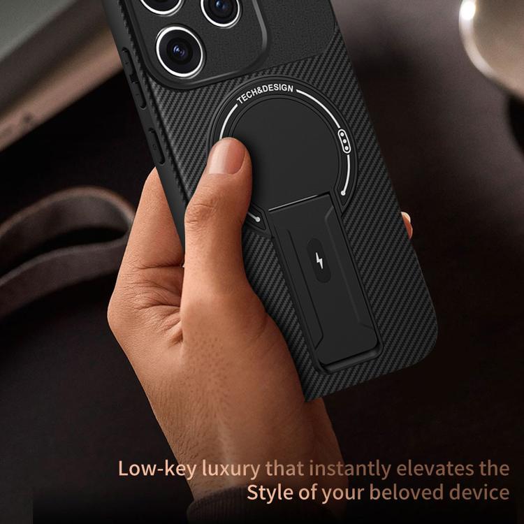 For OPPO Reno15 Pro 5G Global Carbon Fiber Texture MagSafe Phone Case with Holder