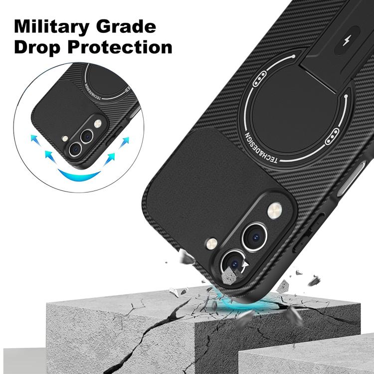 For vivo Y29s 5G / Y04 4G / Y19e Carbon Fiber Texture MagSafe Phone Case with Holder