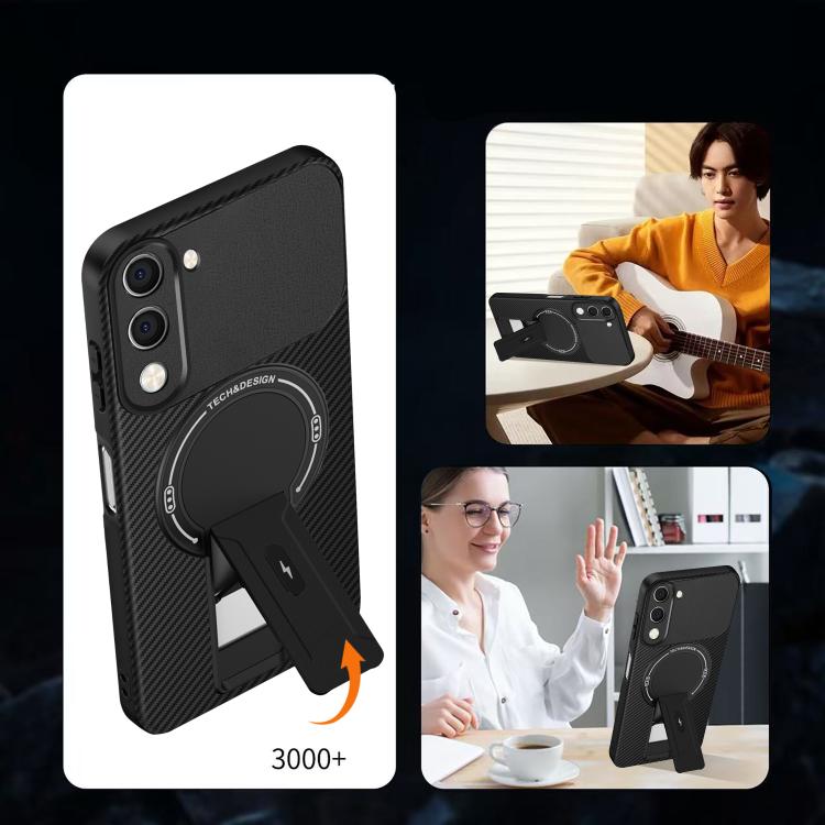 For vivo Y29s 5G / Y04 4G / Y19e Carbon Fiber Texture MagSafe Phone Case with Holder