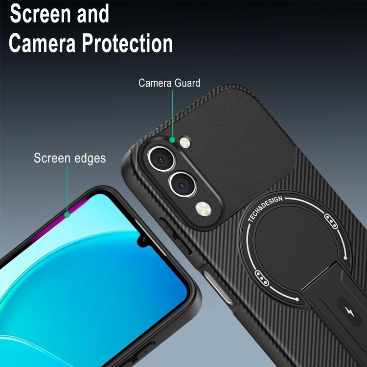 For vivo Y29s 5G / Y04 4G / Y19e Carbon Fiber Texture MagSafe Phone Case with Holder