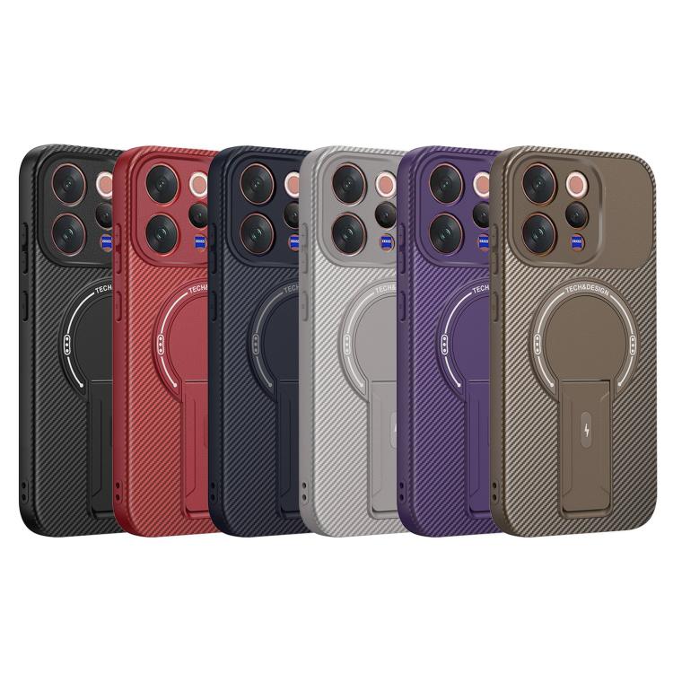 For vivo S50 / V70 5G Carbon Fiber Texture MagSafe Phone Case with Holder