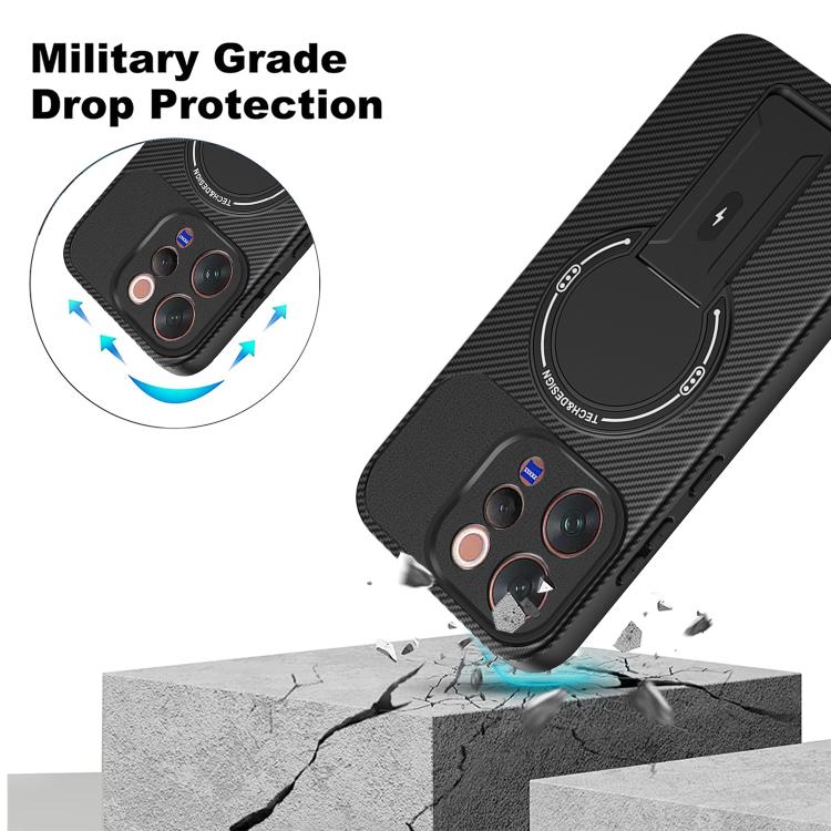 For vivo S50 / V70 5G Carbon Fiber Texture MagSafe Phone Case with Holder