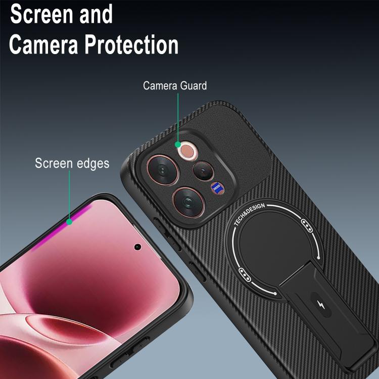 For vivo S50 / V70 5G Carbon Fiber Texture MagSafe Phone Case with Holder