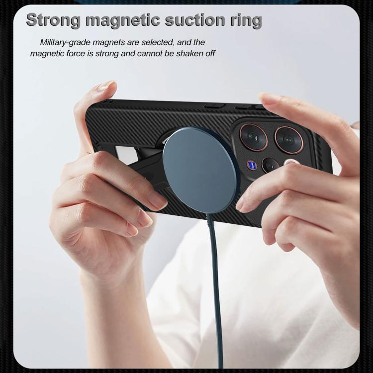 For vivo S50 / V70 5G Carbon Fiber Texture MagSafe Phone Case with Holder