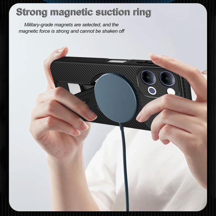 For vivo Y11d / Y05 4G Carbon Fiber Texture MagSafe Phone Case with Holder