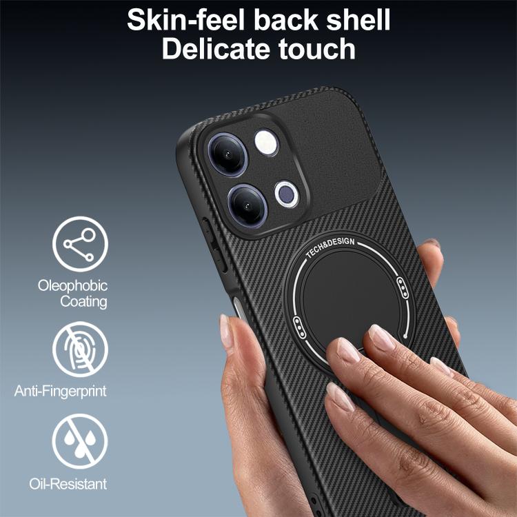 For vivo Y11d / Y05 4G Carbon Fiber Texture MagSafe Phone Case with Holder