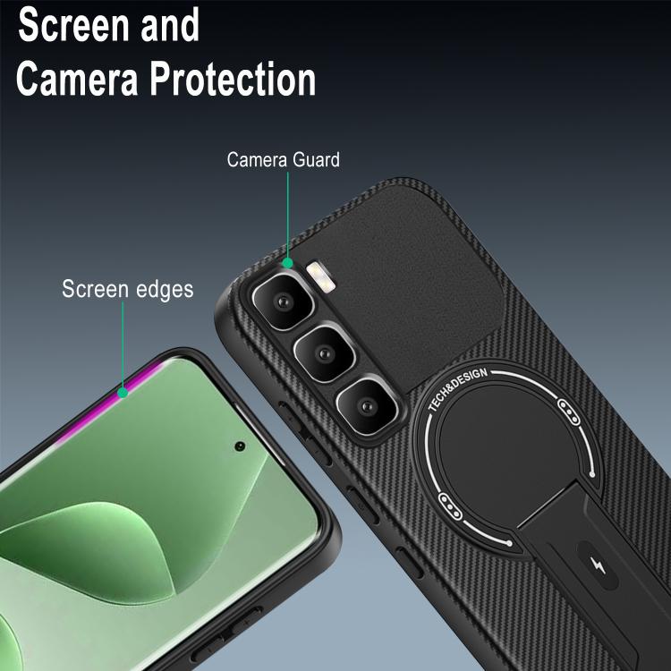 For Infinix Hot 60 Pro 4G Carbon Fiber Texture MagSafe Phone Case with Holder