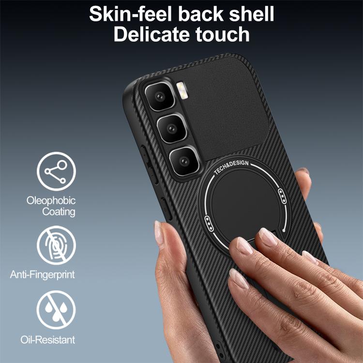 For Infinix Hot 60 Pro 4G Carbon Fiber Texture MagSafe Phone Case with Holder