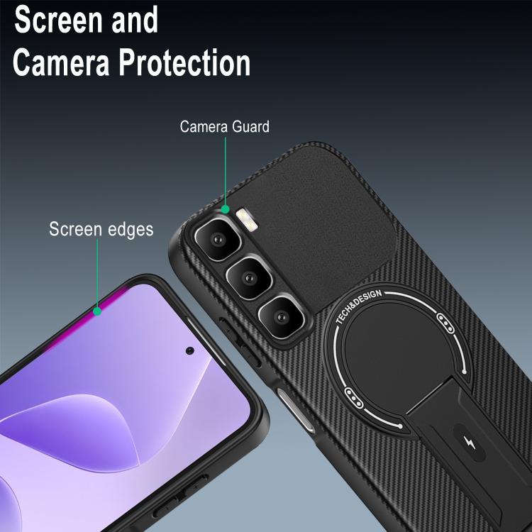 For Infinix Hot 60 5G / Hot 60i 4G Carbon Fiber Texture MagSafe Phone Case with Holder