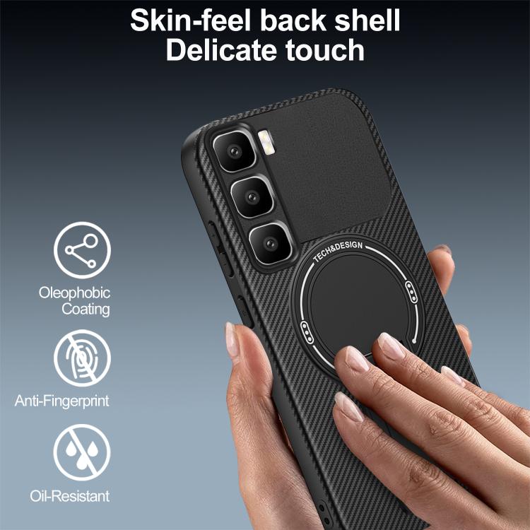 For Infinix Hot 60 Pro+ 4G Carbon Fiber Texture MagSafe Phone Case with Holder