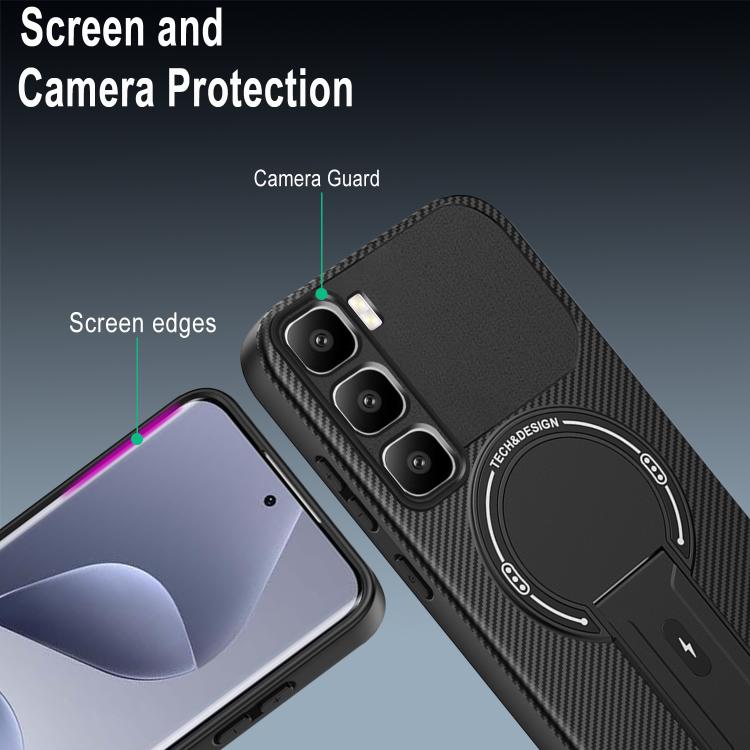 For Infinix Hot 60 Pro+ 4G Carbon Fiber Texture MagSafe Phone Case with Holder
