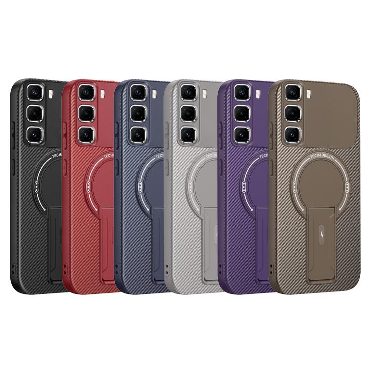 For Infinix Hot 50 Pro+ 4G Carbon Fiber Texture MagSafe Phone Case with Holder