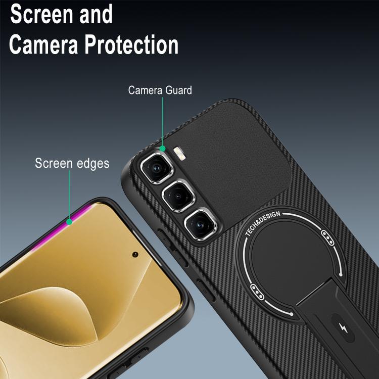 For Infinix Hot 50 Pro+ 4G Carbon Fiber Texture MagSafe Phone Case with Holder