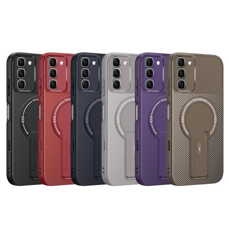 For Infinix Hot 70 5G Carbon Fiber Texture MagSafe Phone Case with Holder