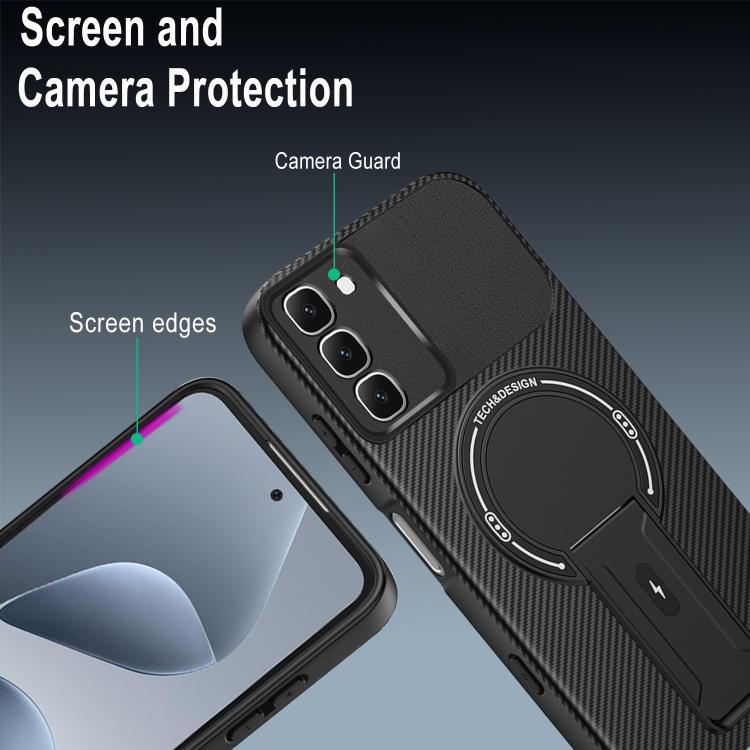For Infinix Hot 70 5G Carbon Fiber Texture MagSafe Phone Case with Holder