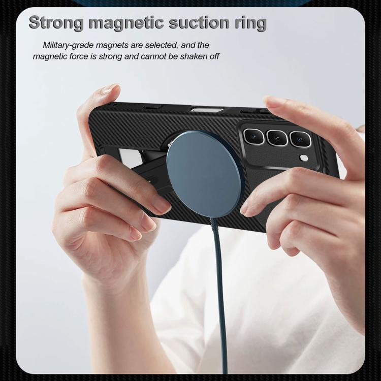 For Infinix Hot 70 5G Carbon Fiber Texture MagSafe Phone Case with Holder