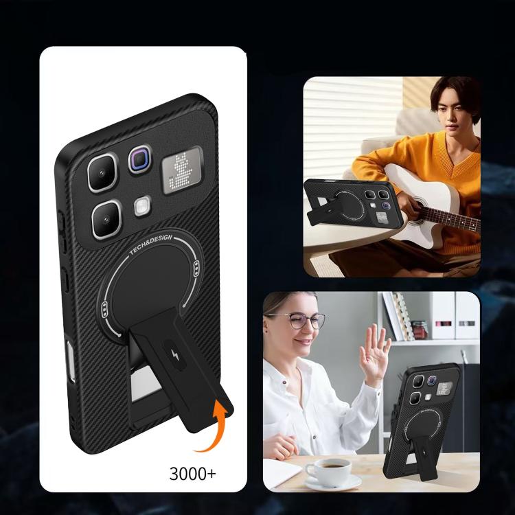 For Infinix Note 60 / 60 Pro 5G Carbon Fiber Texture MagSafe Phone Case with Holder