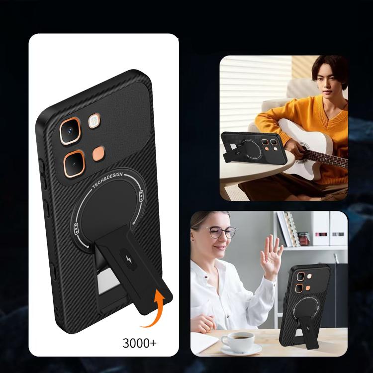 For Infinix Note Edge 5G Carbon Fiber Texture MagSafe Phone Case with Holder