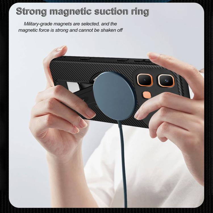 For Infinix Note Edge 5G Carbon Fiber Texture MagSafe Phone Case with Holder