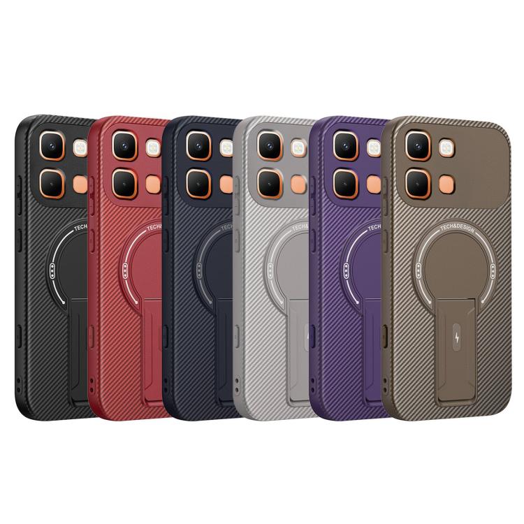 For Infinix Note Edge 5G Carbon Fiber Texture MagSafe Phone Case with Holder