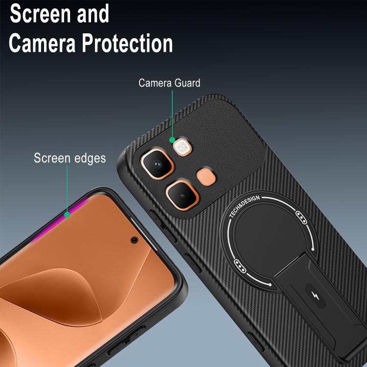 For Infinix Note Edge 5G Carbon Fiber Texture MagSafe Phone Case with Holder