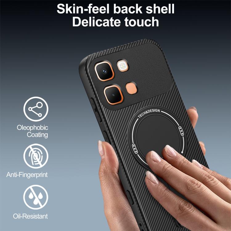 For Infinix Note Edge 5G Carbon Fiber Texture MagSafe Phone Case with Holder