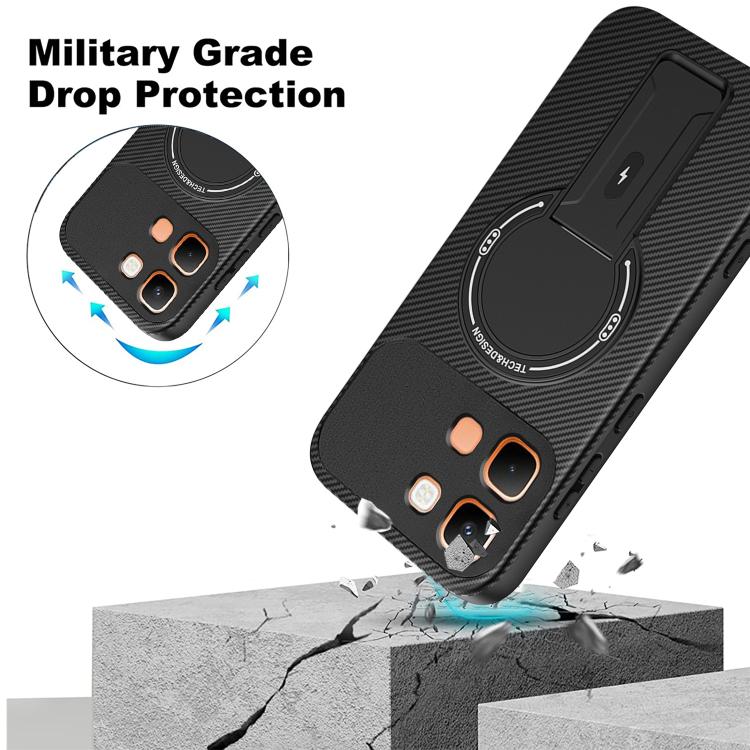 For Infinix Note Edge 5G Carbon Fiber Texture MagSafe Phone Case with Holder