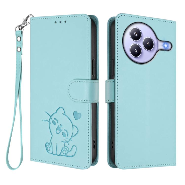 For Xiaomi Civi 5 Pro 5G Embossed Heart Cat Leather Phone Case with Hand Strap