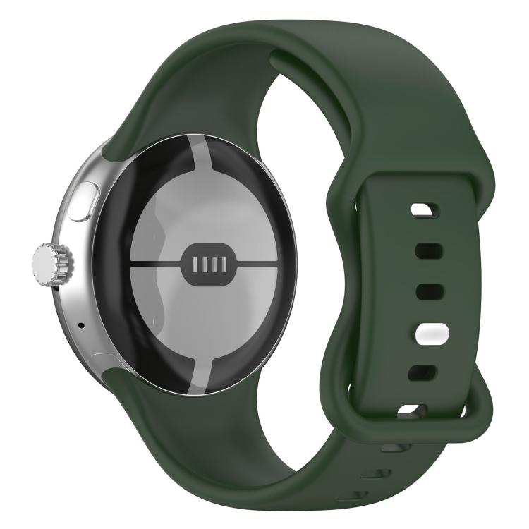 For Google Pixel Watch 2 Butterfly Buckle Silicone Watch Band with 3D Curved Film
