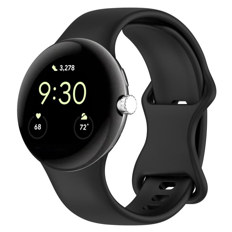 For Google Pixel Watch Butterfly Buckle Silicone Watch Band with 3D Curved Film