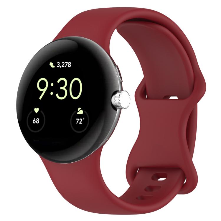For Google Pixel Watch Butterfly Buckle Silicone Watch Band with 3D Curved Film