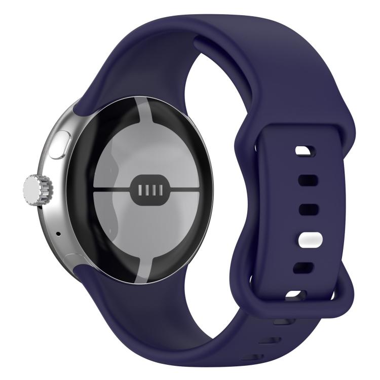 For Google Pixel Watch Butterfly Buckle Silicone Watch Band with 3D Curved Film